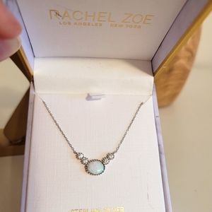 Rachel Zoe Silver Necklace with Opal and Diamond Accents